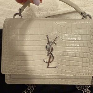 Saint Laurent Gray Croc-Embossed Women's Bag
